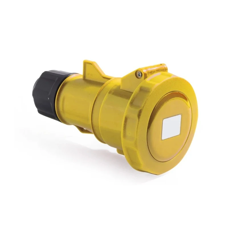 RS PRO Industrial Power Connector 2P+T 32A 130V IP67 Yellow Cable Mount IP67
