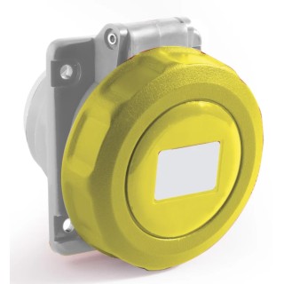 RS PRO Industrial Power Connector 2P+T Panel Mount Thermoplastic Housing IP67 Rated 32A 130V Yellow IP67