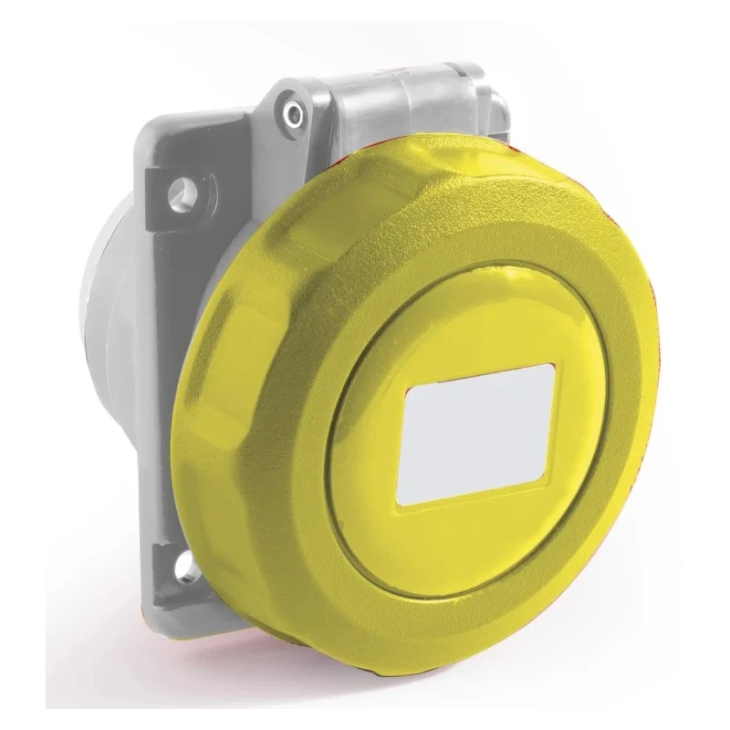 RS PRO Industrial Power Connector 2P+T Panel Mount Thermoplastic Housing IP67 Rated 32A 130V Yellow IP67