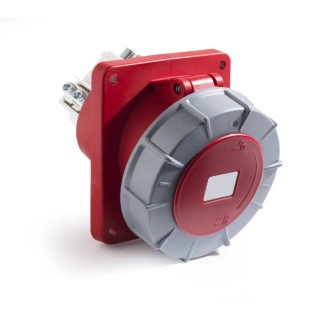 RS PRO Industrial Power Connector Panel Mount 125A 415V IP67 Red 3P+N+PE IP67