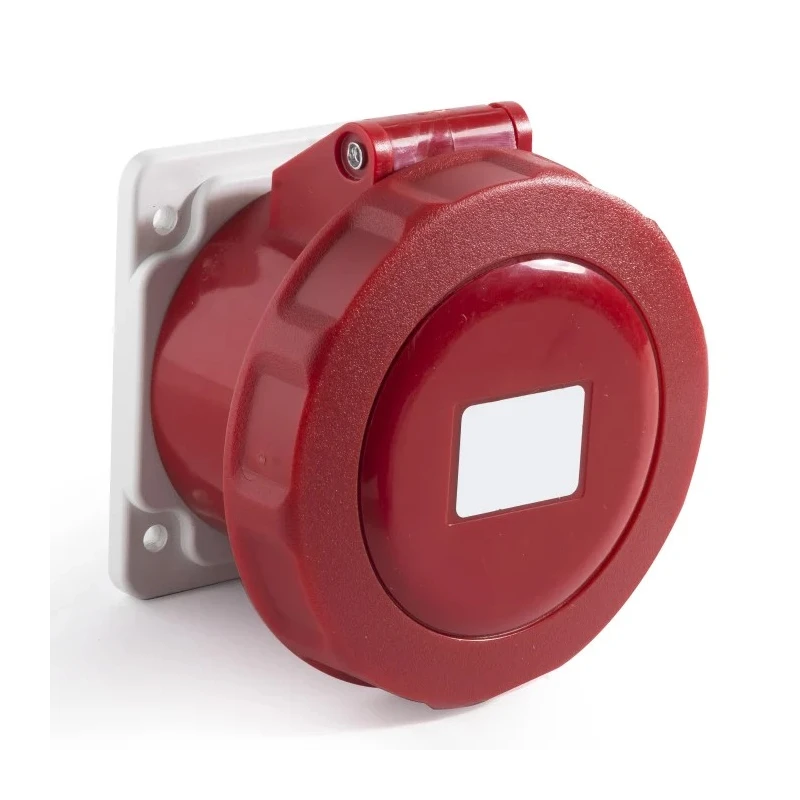 RS PRO Rated At 16A 415V IP67 Red Panel Mount Industrial Power Connector 3P+T IP67