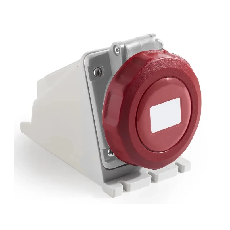 RS PRO Industrial Power Connector 32A 415V IP67 Red Wall Mount 2 Socket IP67