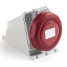 RS PRO Industrial Power Connector 32A 415V IP67 Red Wall Mount 2 Socket IP67