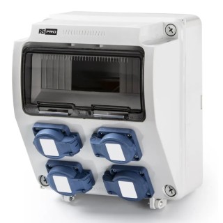 RS PRO Industrial Power Connector 16A 230V IP44 Panel Mount Grey 2P+T IP44