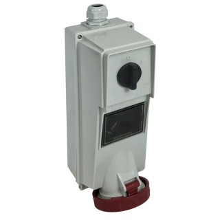 RS PRO Industrial Power Connector Rated At 63A 400V IP67 Red Wall Mount 3P+N+PE IP67