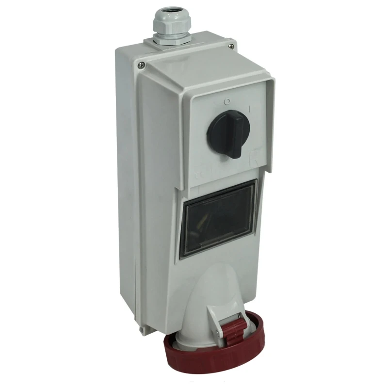 RS PRO Industrial Power Connector Rated At 63A 400V IP67 Red Wall Mount 3P+N+PE IP67