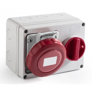 RS PRO Industrial Power Connector 32A 400V IP67 Red Wall Mount 3P+N+PE IP67