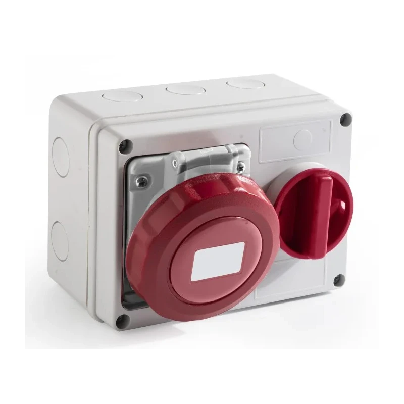 RS PRO Industrial Power Connector 32A 400V IP67 Red Wall Mount 3P+N+PE IP67