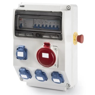 RS PRO Industrial Power Connector Panel Mount 2P+PE Rated At 40A 400V IP44 White IP44