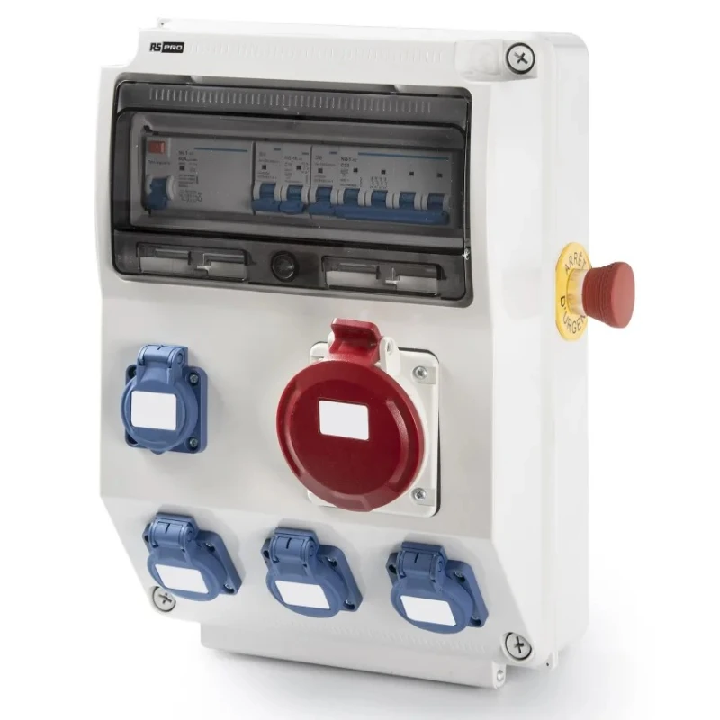 RS PRO Industrial Power Connector Panel Mount 2P+PE Rated At 40A 400V IP44 White IP44