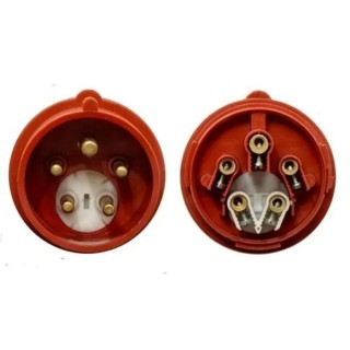RS PRO Industrial Power Connector IP54 Red Cable Mount Straight 16A 400V Male Phase Inverter 214-4288