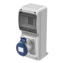 RS PRO Industrial Power Connector Wall Mount Straight 32A 230V Grey IP44 IP44