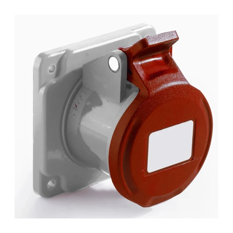 RS PRO Industrial Power Connector 3P+T 16A 415V Panel Mount Thermoplastic IP44 Red IP44
