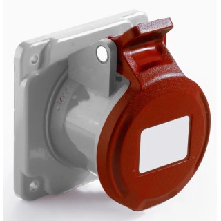 RS PRO Industrial Power Connector Panel Mount Rated at 32A 415V IP44 Red 2P+PE IP44