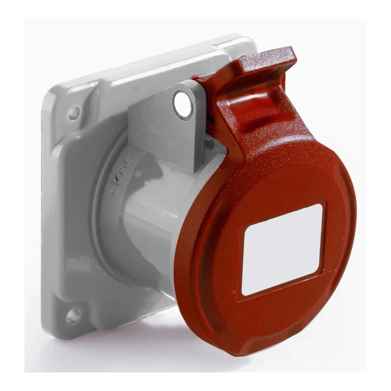 RS PRO Industrial Power Connector Panel Mount Rated at 32A 415V IP44 Red 2P+PE IP44