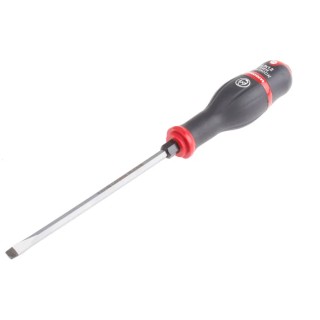 Facom Standard Insulated Slotted Screwdriver 6.5 mm Tip, 150 mm Blade ATWH6.5X150CK
