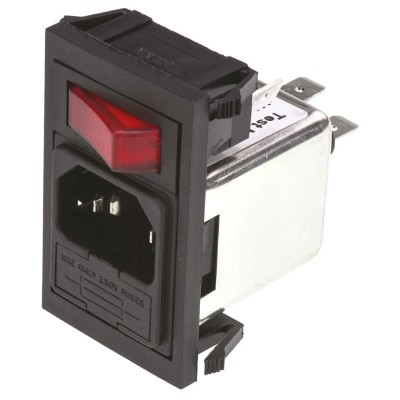 Bulgin 250V AC 6A Snap-in IEC Filter Male 1 Pole 1 Fuse BZV01/A0620/02