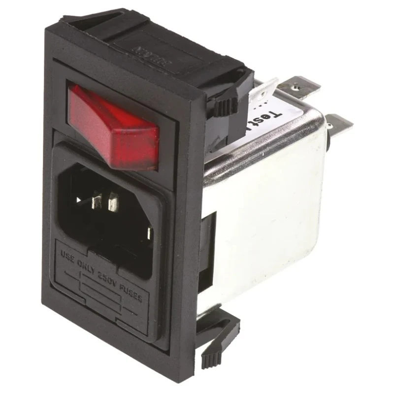 Bulgin 250V AC 6A Snap-in IEC Filter Male 1 Pole 1 Fuse BZV01/A0620/02