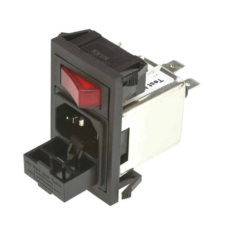 Bulgin 250V AC 6A Snap-in IEC Filter Male 1 Pole 1 Fuse BZV01/A0620/02