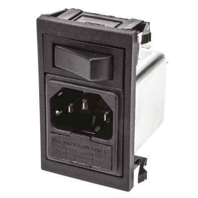 Bulgin 250V AC 6A Snap-in IEC Filter Male C14 Connector BZV01/A0620/01