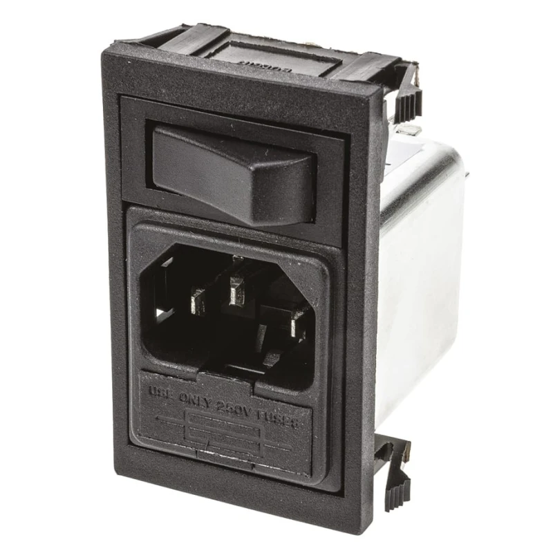 Bulgin 250V AC 6A Snap-in IEC Filter Male C14 Connector BZV01/A0620/01