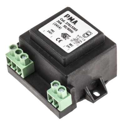 Carel 3 VA DIN Rail Panel Mount Transformer, 240 V ac Primary, 24 V ac Secondary, RoHS, CE TRA2400001