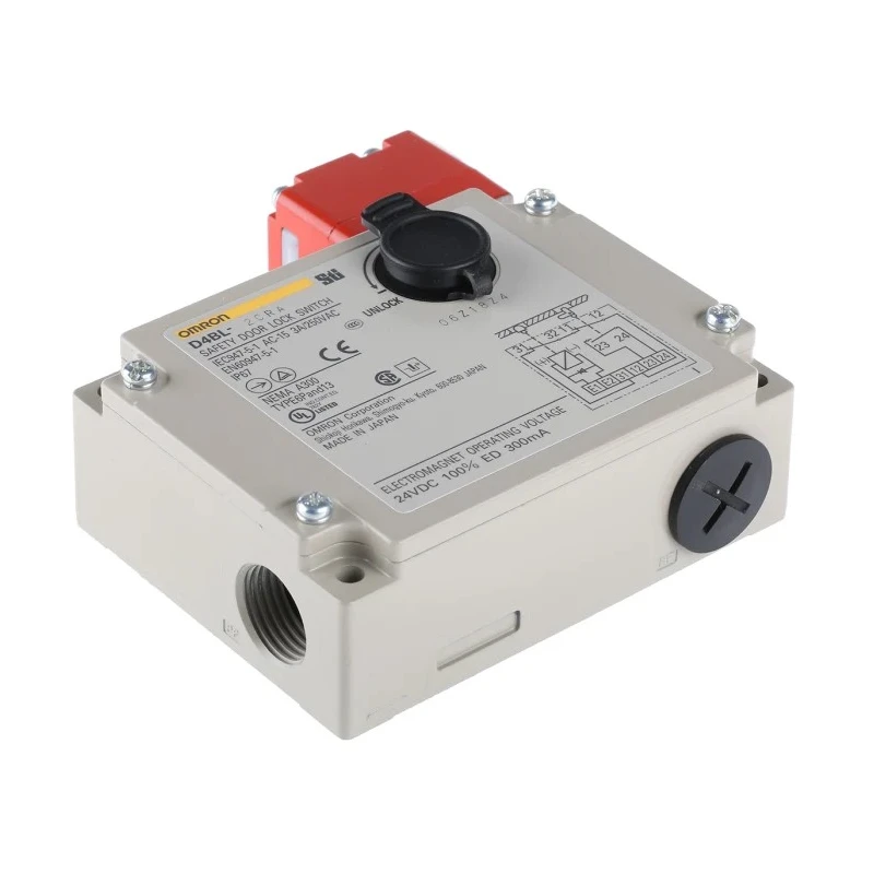 Omron D4BL Series Solenoid Interlock Switch, Power to Unlock, 24V DC, 300mA, Metal Housing, IP67 