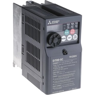 Mitsubishi Electric 400 W 1 Phase Wall Mount Variable Frequency Vector Control Inverter Drive FR-D720S-025SC-EC