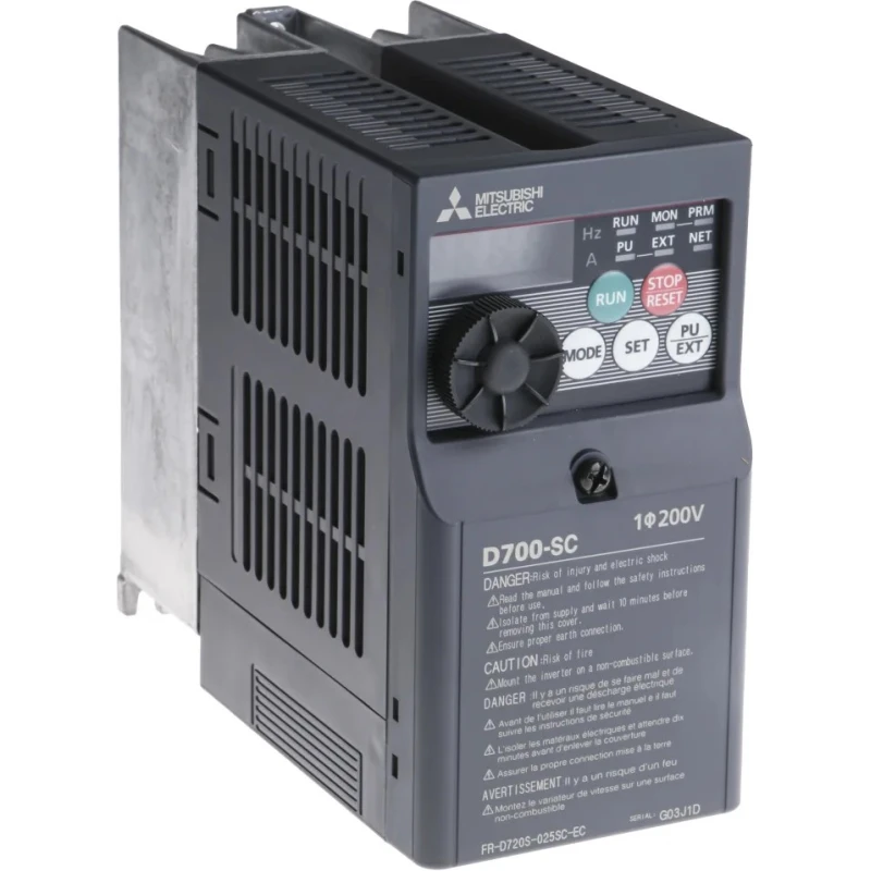 Mitsubishi Electric 400 W 1 Phase Wall Mount Variable Frequency Vector Control Inverter Drive FR-D720S-025SC-EC