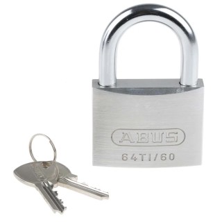 ABUS Weatherproof Keyed Titalium Padlock, 9.5 mm Shackle Diameter, 43.5 mm Shackle Length, 60 mm Body 64TI/60