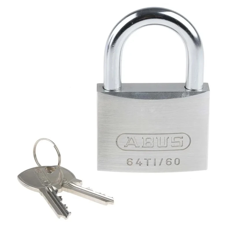ABUS Weatherproof Keyed Titalium Padlock, 9.5 mm Shackle Diameter, 43.5 mm Shackle Length, 60 mm Body 64TI/60