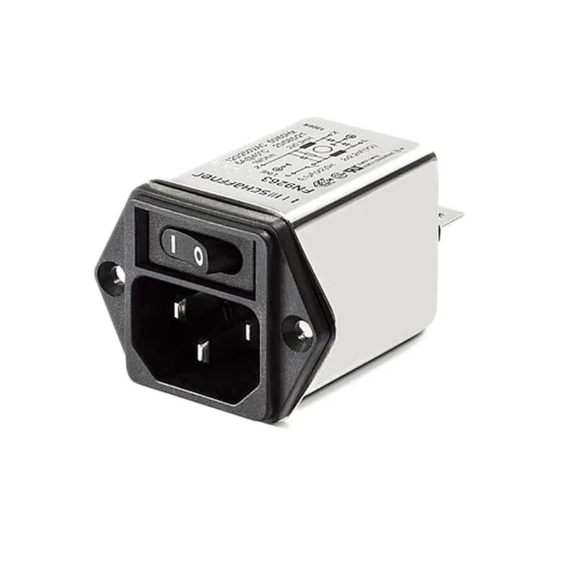 Schaffner 250V AC 10A Flange IEC Filter Male 1 Pole Faston FN9263-10-06