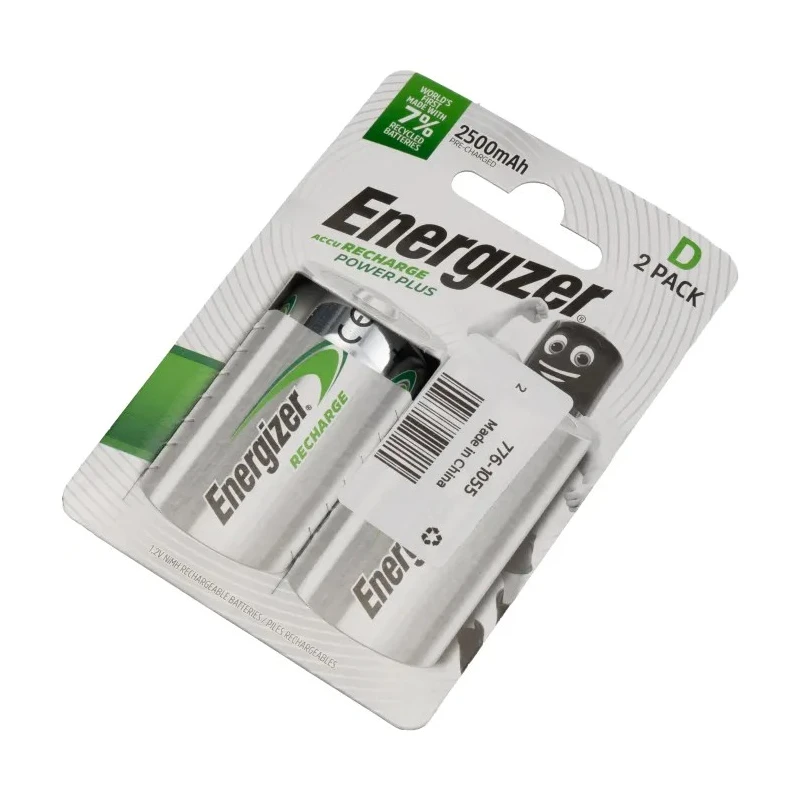 Energizer NiMH Rechargeable D Battery 1.2V 2.5Ah Standard Termination 34.2mm Diameter 7638900138757
