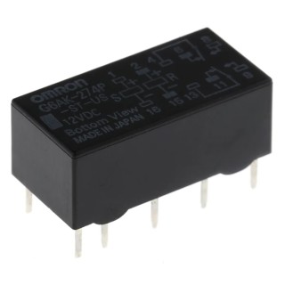 Omron Signal Relay PCB Mount DPDT 12V DC Coil 500mA Switching Current G6AK-274P-ST-US 12DC