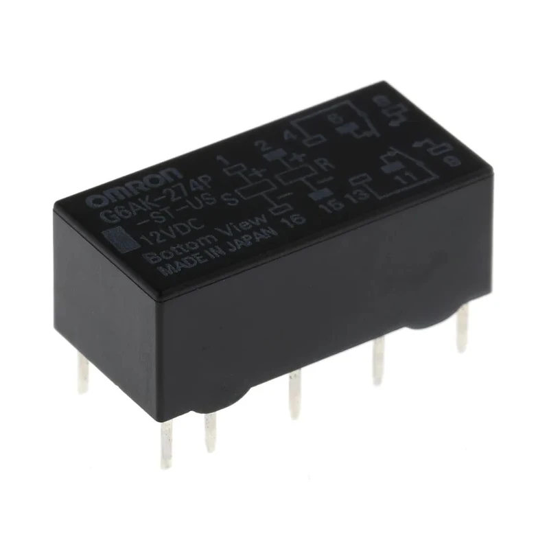 Omron Signal Relay PCB Mount DPDT 12V DC Coil 500mA Switching Current G6AK-274P-ST-US 12DC
