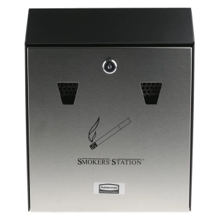 Rubbermaid Commercial Products Grey Black Galvanised Steel Wall Outdoor AshTray 85mm x 390mm x 270mm FGR1012EBK