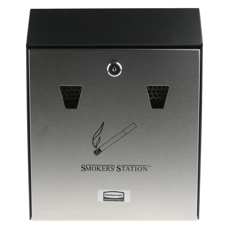 Rubbermaid Commercial Products Grey Black Galvanised Steel Wall Outdoor AshTray 85mm x 390mm x 270mm FGR1012EBK