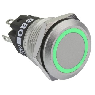 EAO 82 Series Illuminated Momentary Push Button Switch, Panel Mount, 19 mm Cutout, SPDT, Green LED, IP65 IP67 82-5551.1133