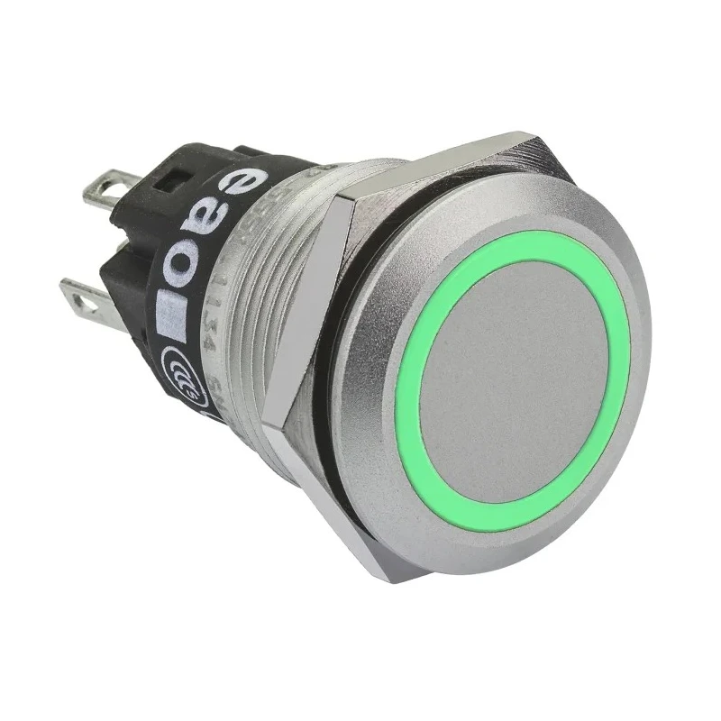 EAO 82 Series Illuminated Momentary Push Button Switch, Panel Mount, 19 mm Cutout, SPDT, Green LED, IP65 IP67 82-5551.1133