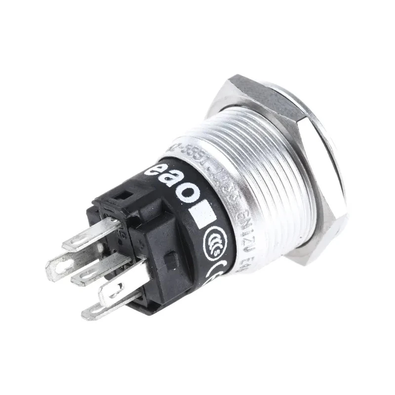 EAO 82 Series Illuminated Momentary Push Button Switch, Panel Mount, 19 mm Cutout, SPDT, Green LED, IP65 IP67 82-5551.1133