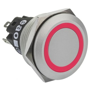 EAO Illuminated Push Button Switch Panel Mount SPDT Red LED 22.3 mm Cutout IP65 IP67 240 V 250 V 82-6551.1116