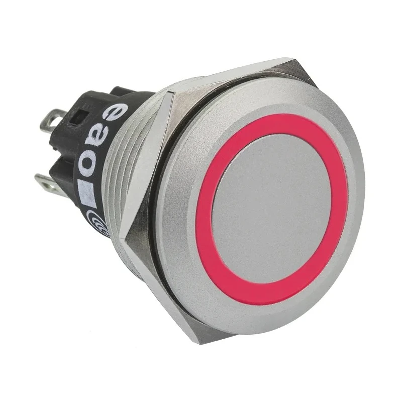 EAO Illuminated Push Button Switch Panel Mount SPDT Red LED 22.3 mm Cutout IP65 IP67 240 V 250 V 82-6551.1116