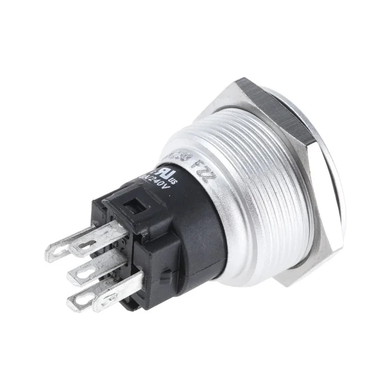 EAO Illuminated Push Button Switch Panel Mount Momentary SPDT Green LED IP65 IP67 22.3 mm Cutout 240V AC 250V AC 82-6551.1136
