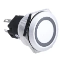 EAO Illuminated Push Button Switch Panel Mount SPDT Red LED 22.3 mm Cutout IP65 IP67 240 V 250 V 82-6551.1116