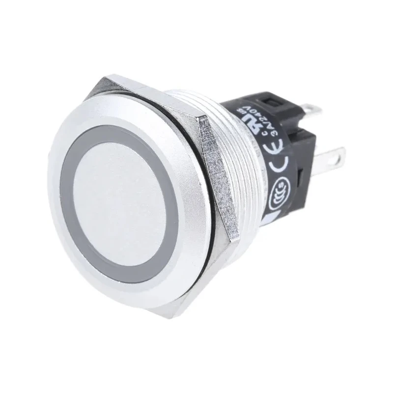 EAO Illuminated Push Button Switch Panel Mount Momentary SPDT Green LED IP65 IP67 22.3 mm Cutout 240V AC 250V AC 82-6551.1136