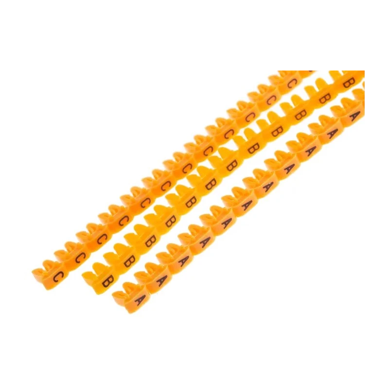 RS PRO Clip-On Cable Marker Yellow Polyamide 66 Pre-printed A to M Black 812-1240