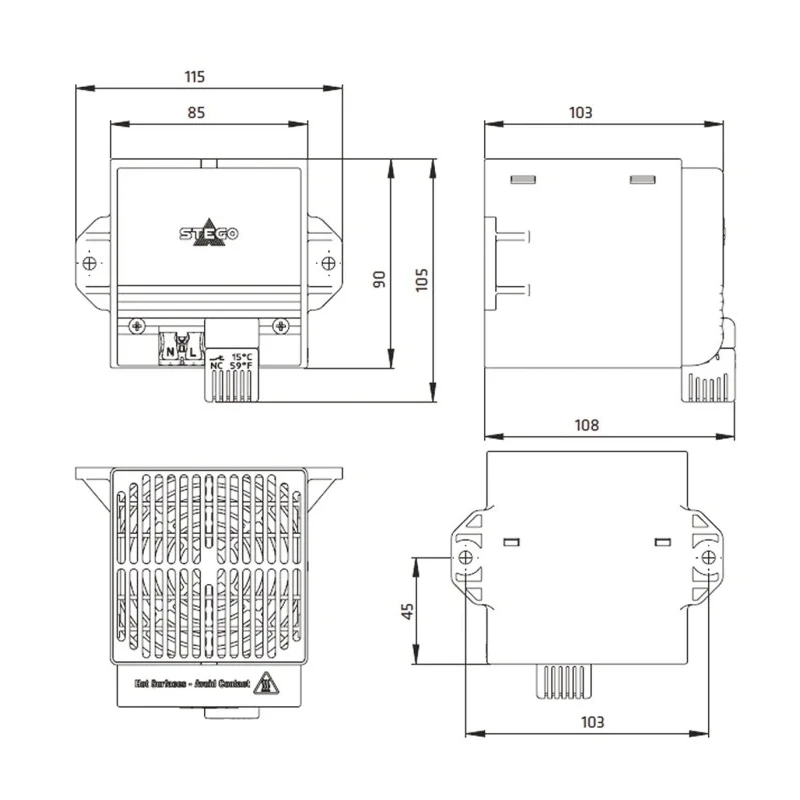 STEGO 65 °C Enclosure Heater 230V AC 115mm x 108mm 02820.0-11