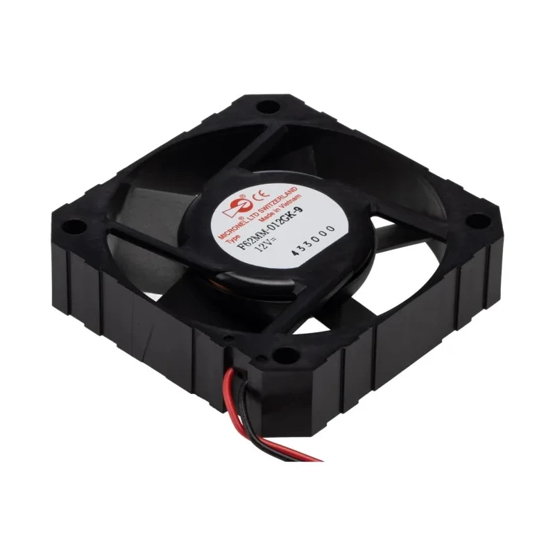 Micronel Axial Fan 12V DC, 22 m³/h Air Flow, 1.08 W Power, 90 mA Max, 62 mm Frame Size F62MM-9