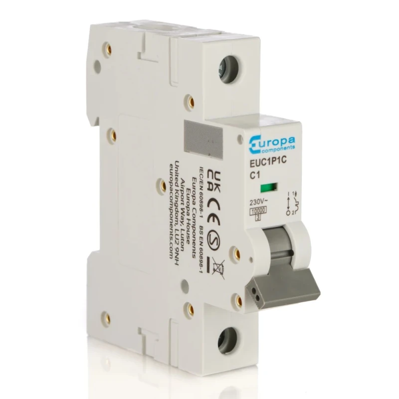 Europa Miniature Circuit Breaker 1-Pole 1A Type C 400V AC 10 kA Breaking Capacity EUC1P
