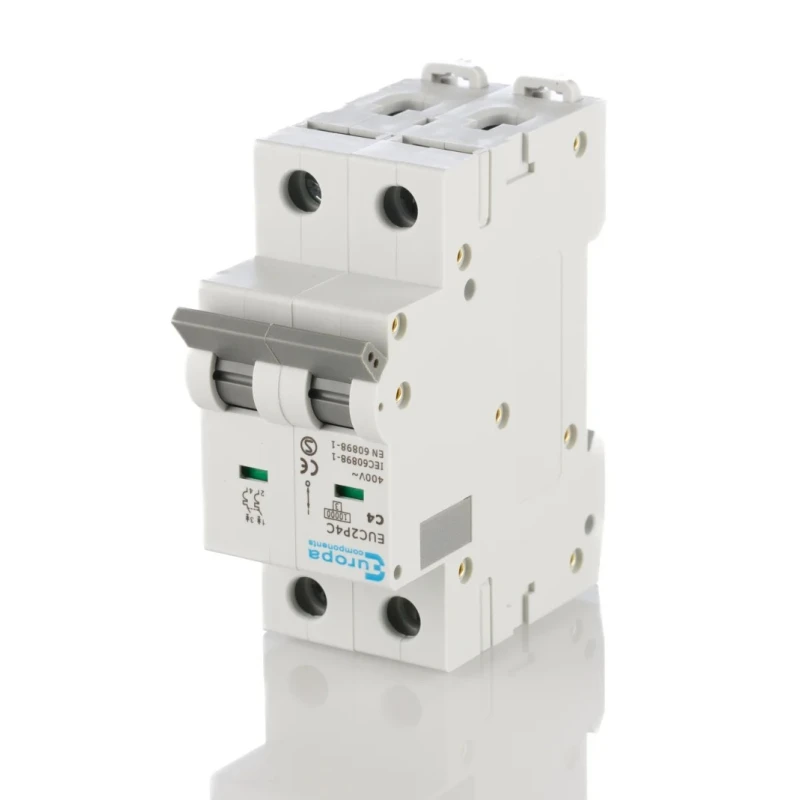 Europa Miniature Circuit Breaker 2-Pole 4A Type C 400V AC 10kA Breaking Capacity EUC2P
